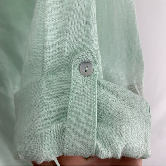 NWT Sigrid Olsen Mint Green Linen Button-Up Tunic, Size M - Picture 7 of 11
